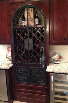 kitchen wine cellar, small wine cellar, aabc wine cellar, small storage, french, victorian, gothic, custom design, diamond cubby, custom wood work