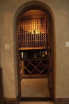 roman arch walk way, wine storage, red wine storage, import, expensive wine storage, diamond cubby, granite top, aabc wine cellar, houston wine cellar, home wine cellar