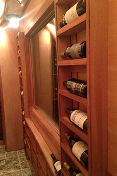 carpentry, wood work, red wine, custom wood work, wine bottle, aabc wine cellar, detail, stacked wine bottle, craftsmanship, collection