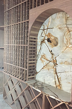 wood marble wine cellar