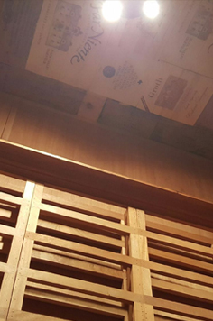 wine cellar, installed, empty, spotlight, ceiling, wood, cubby, storage, shelf, orange